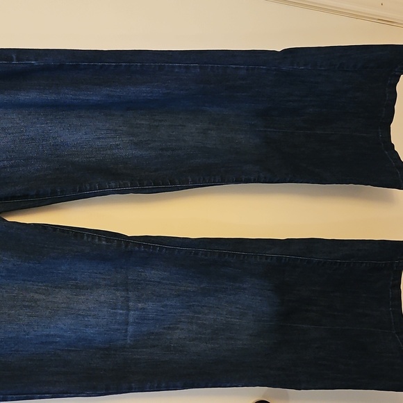 VTG HOT KISS 1970s Faded Dark Wash Low Rise Flare Jeans - Picture 5 of 13